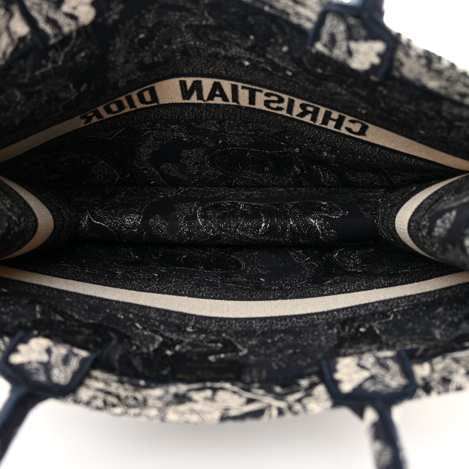 Christian Dior Canvas Embroidered Large Dioriviera Toile De Jouy Reverse Book Tote Blue 5 of 12
