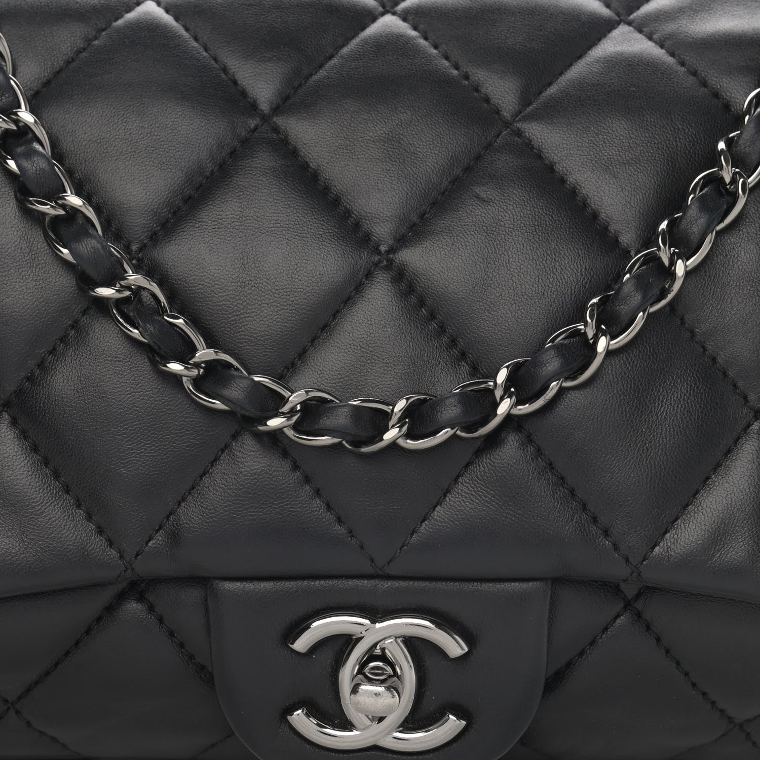 Chanel Lambskin Quilted Jumbo 3 Flap Black 8 of 11