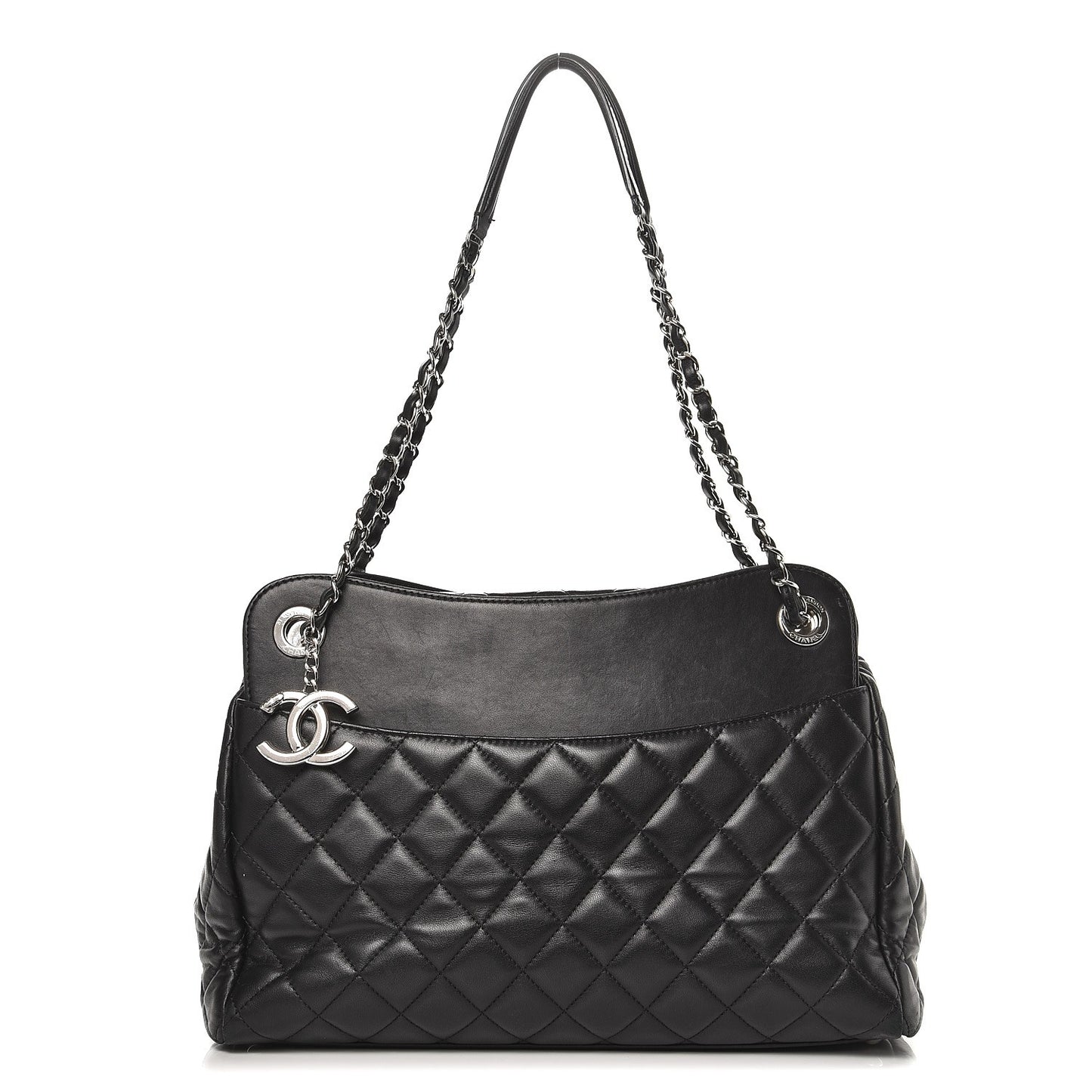 Lambskin Quilted 7 Large Tote Black