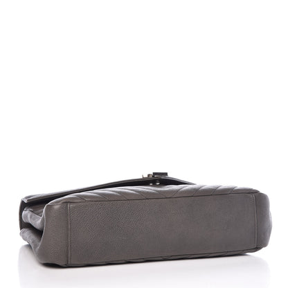 Saint Laurent Sheepskin Matelasse Chevron Monogram Large College Satchel Dark Anthracite 4 of 6