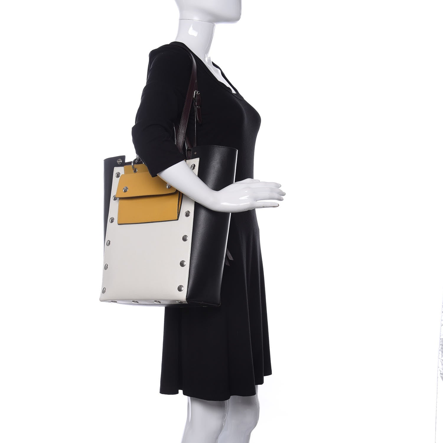 Mulberry MULBERR Smooth Calfskin Studded Maple Tote Black White 2 of 9