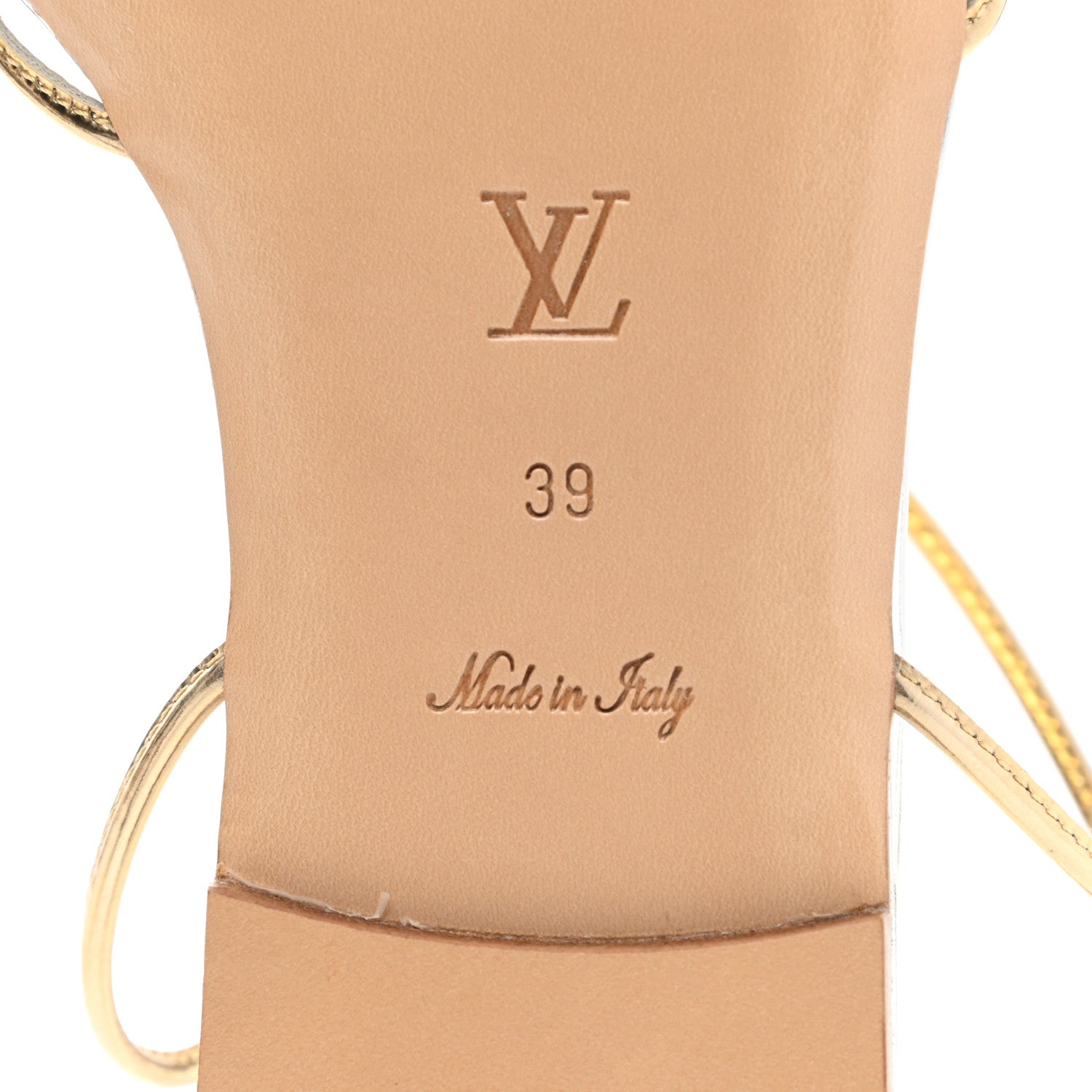 Louis Vuitton Metallic Calfskin Sunseeker Flat Sandals 39 Gold 6 of 7