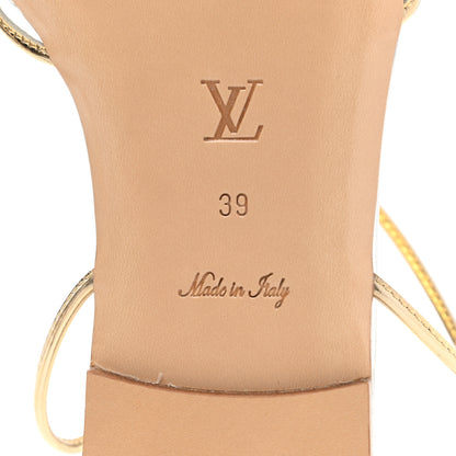 Louis Vuitton Metallic Calfskin Sunseeker Flat Sandals 39 Gold 6 of 7