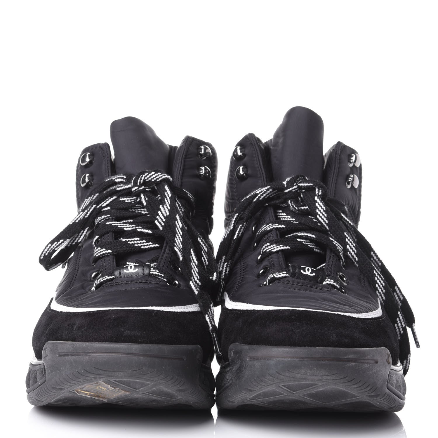 Chanel Fabric Suede Womens CC Sneakers 39.5 Black 2 of 10