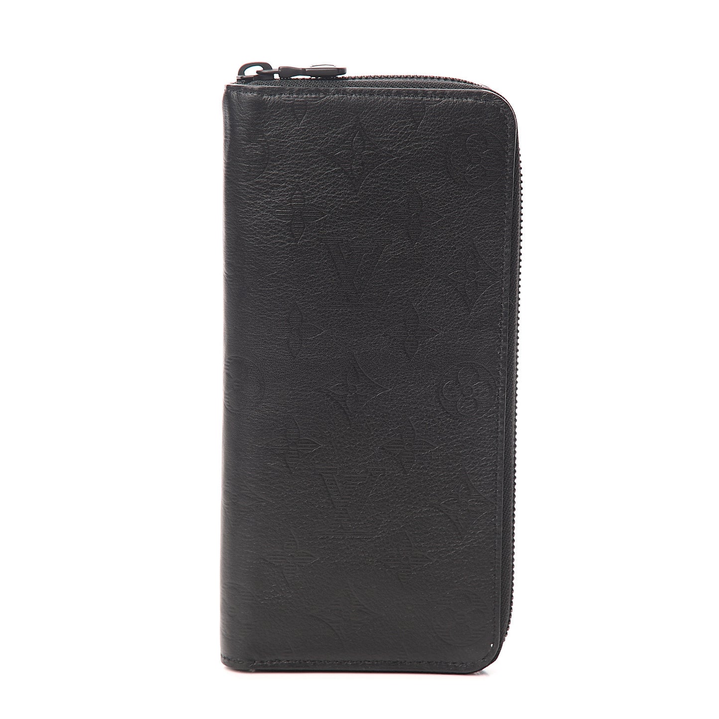 Calfskin Monogram Shadow Vertical Zippy Wallet Black