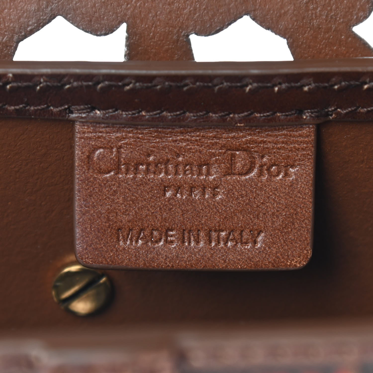 Christian Dior Calfskin Laser Cut Saddle Bag Brown Multicolor 6 of 9