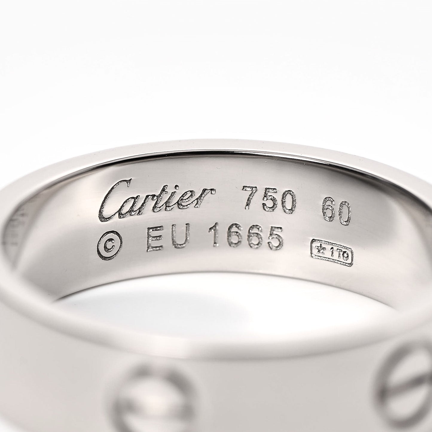 18K White Gold 6mm LOVE Ring 60 9