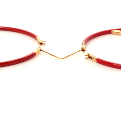 Fendi Metal Enamel Large F is Fendi Hoop Earrings Red Gold 4 of 4