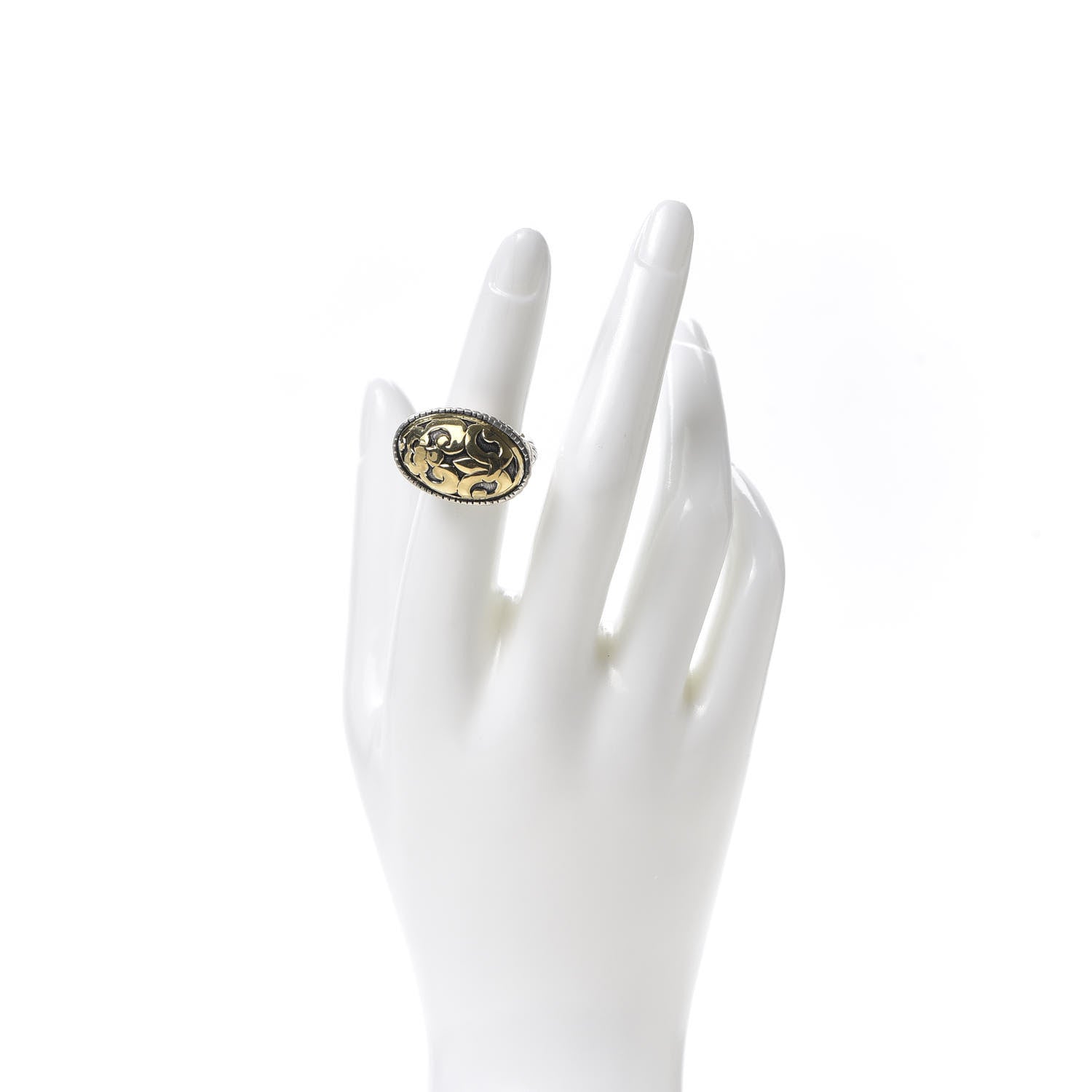 John Hardy Sterling Silver 18K Yellow Gold Fleur de Lis Ring 52 6 2 of 6