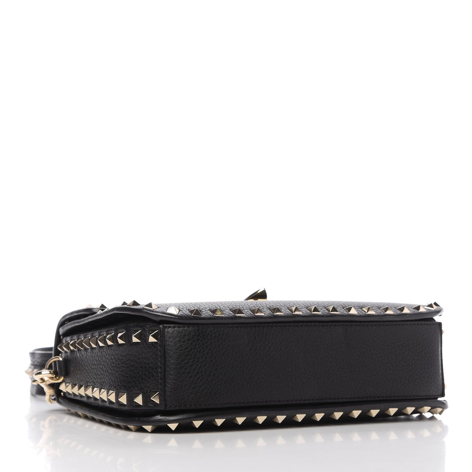 Valentino Garavani Pebbled Calfskin Rockstud Flap Saddle Bag Black 4 of 10