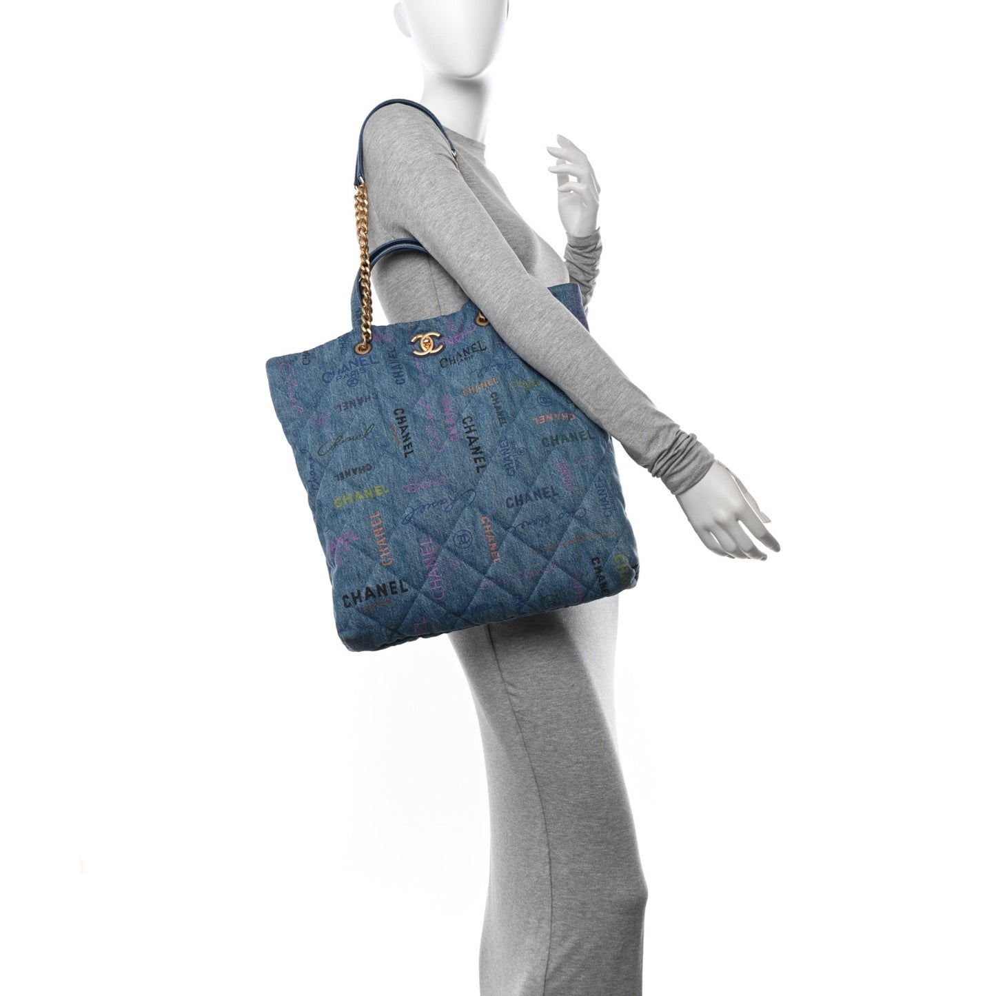 Denim Quilted Denim Mood Maxi Shopping Bag Blue Multicolor