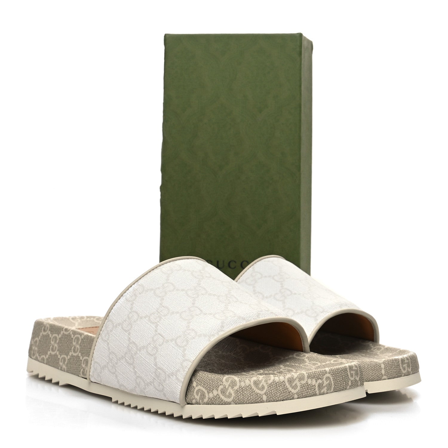 Gucci GG Supreme Monogram Demetra Mens Slide Sandals 10 White Mystic White 9 of 9