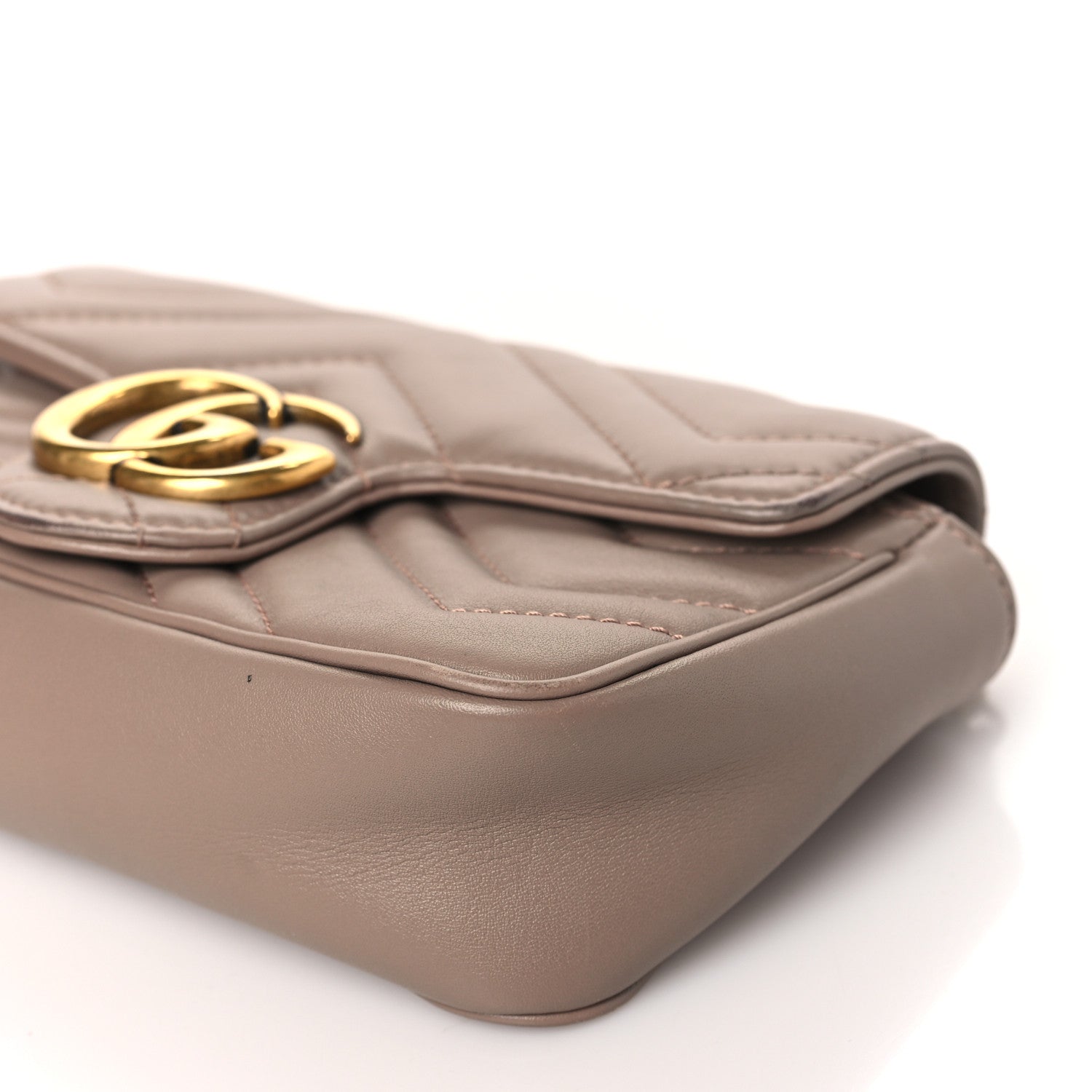Gucci Calfskin Matelasse Super Mini GG Marmont Shoulder Bag Porcelain Rose 10 of 13