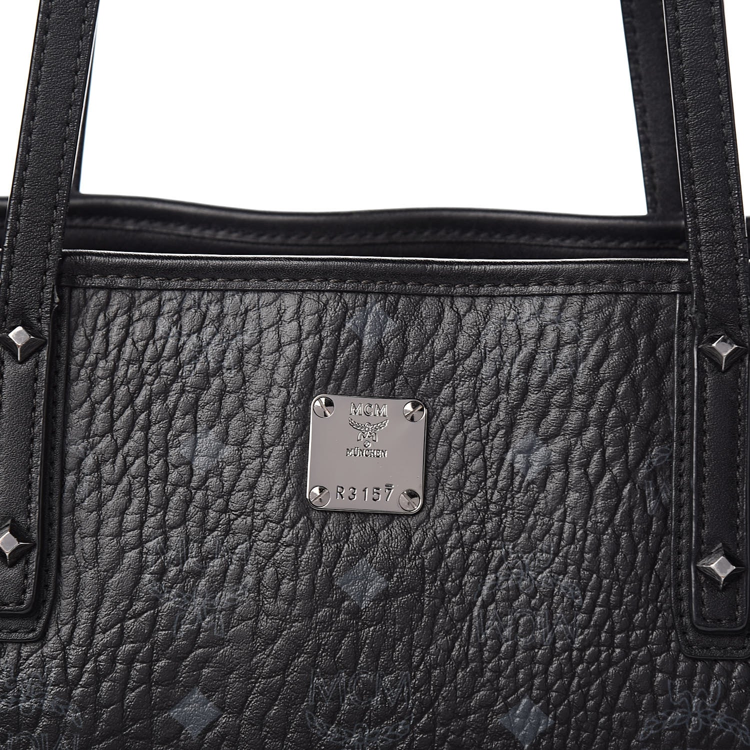 MCM Visetos Medium Anya Zip Top Shopper Tote Black 15 of 15