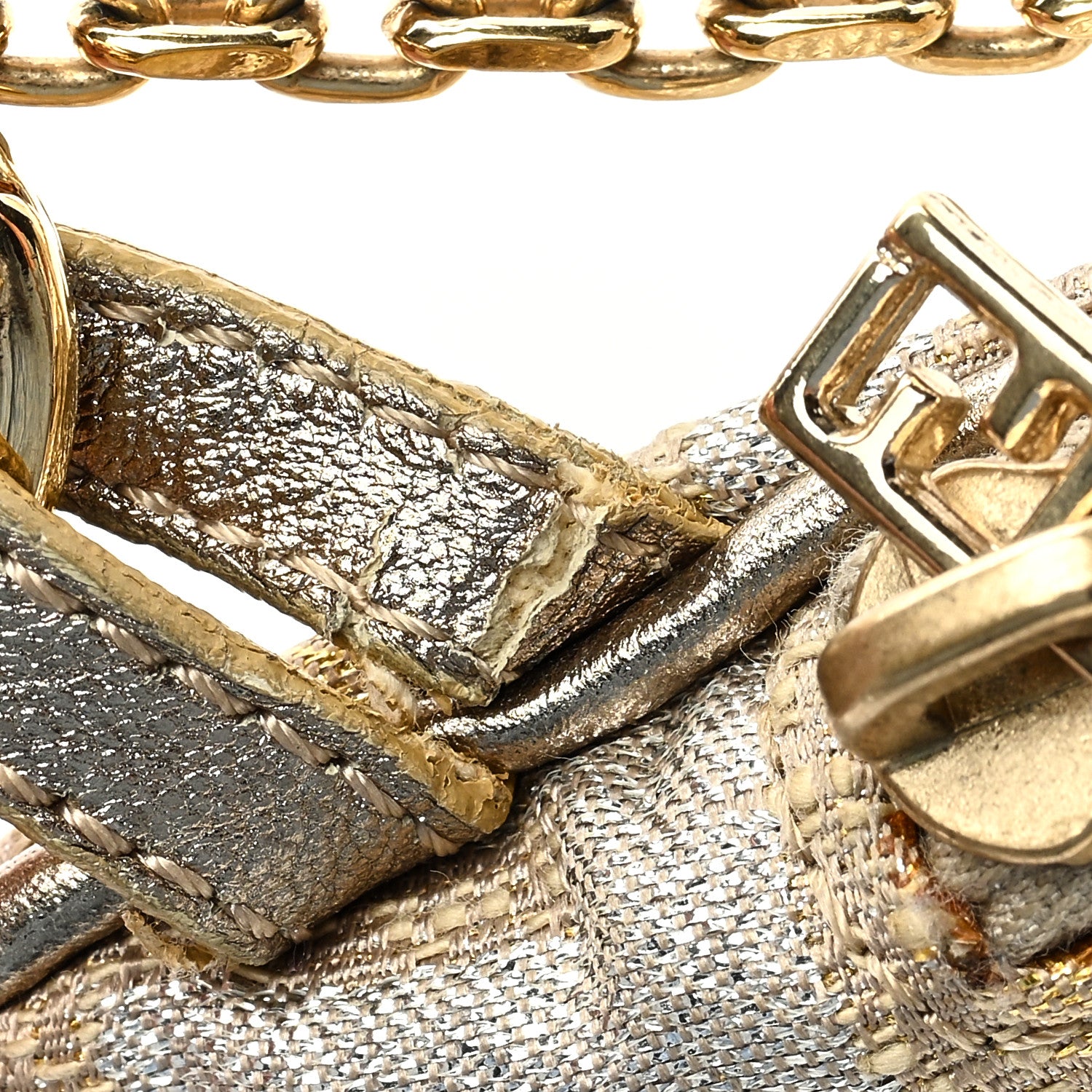Fendi Metallic Zucca Mini Pochette Oro Argento 10 of 10