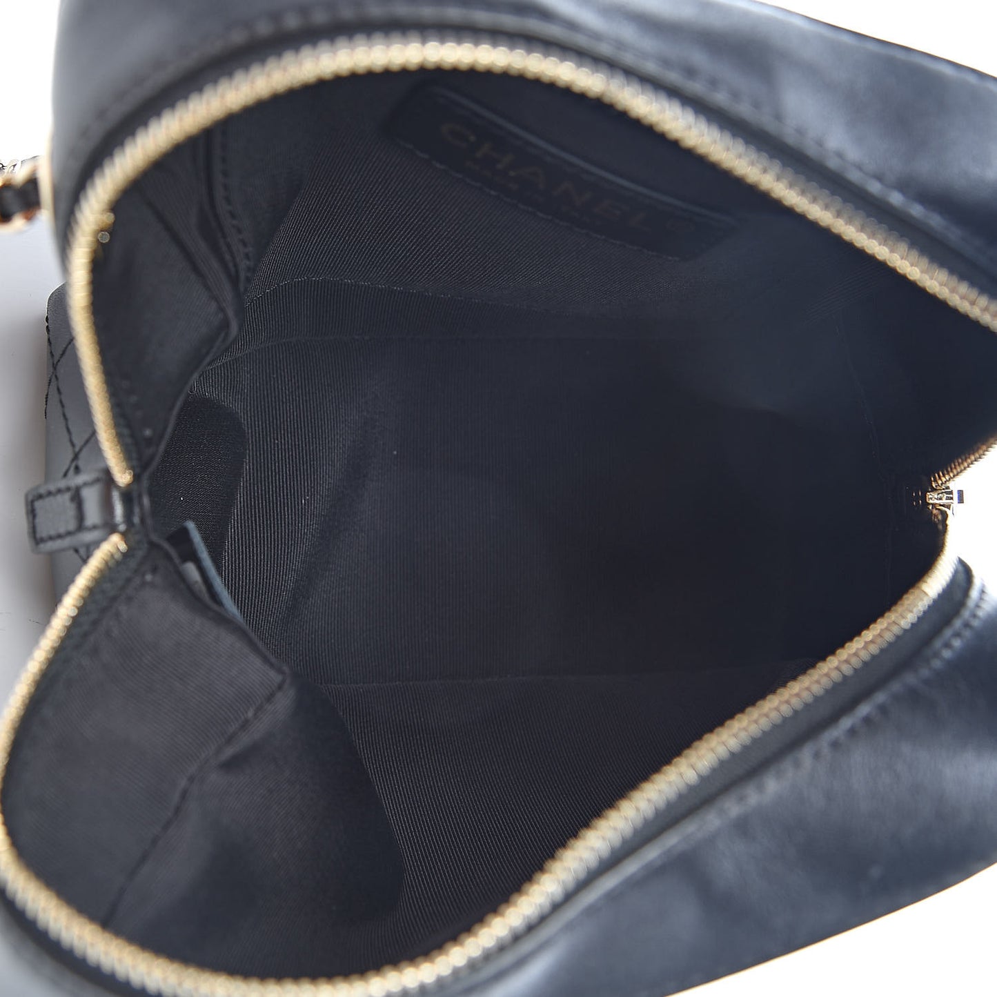 Calfskin Stitched Enamel CC Camera Case Bag Black