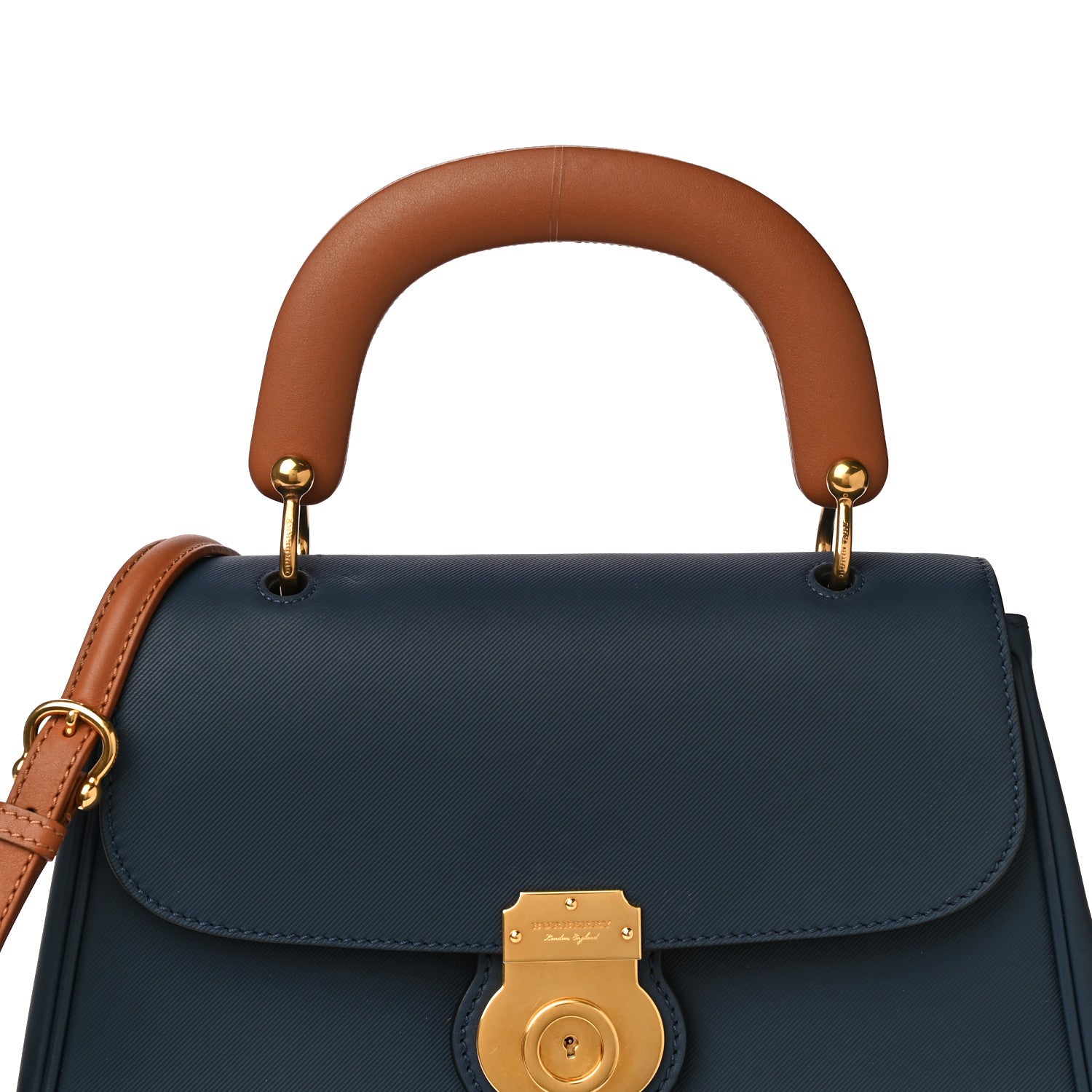Burberry Trench Calfskin Medium DK88 Top Handle Bag Ink Blue 7 of 11