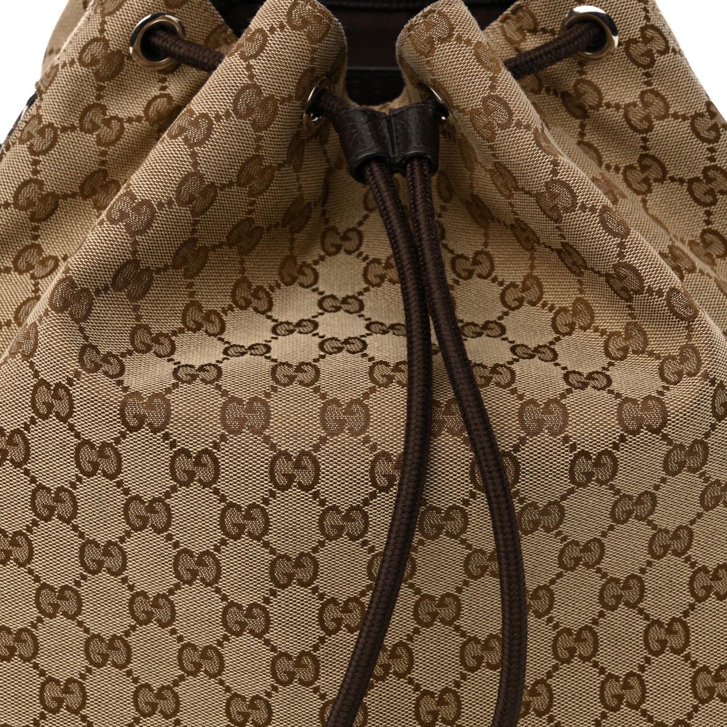 Gucci Monogram Dollar Calfskin O Drawstring Backpack Beige Ebony Testa di Moro Dark Chocolate 8 of 16