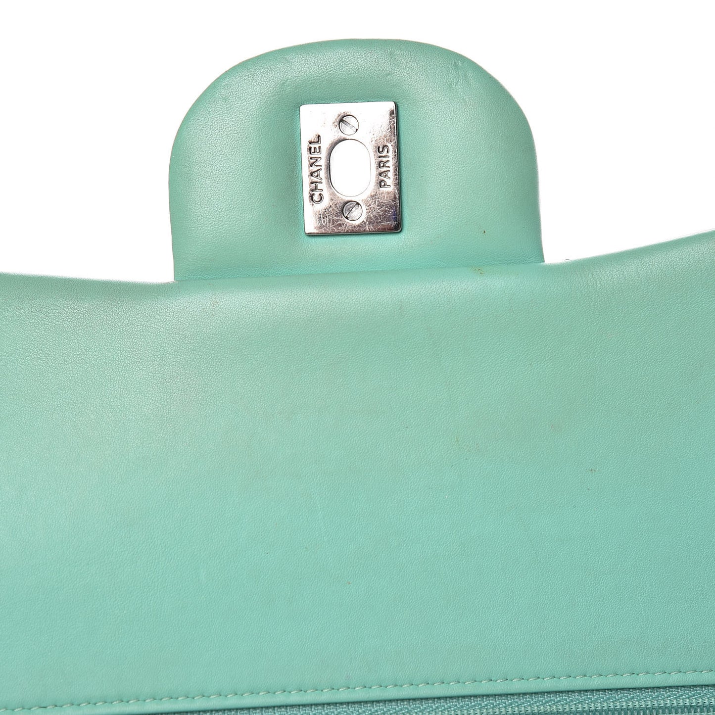 Patent Quilted Jumbo Double Flap Green