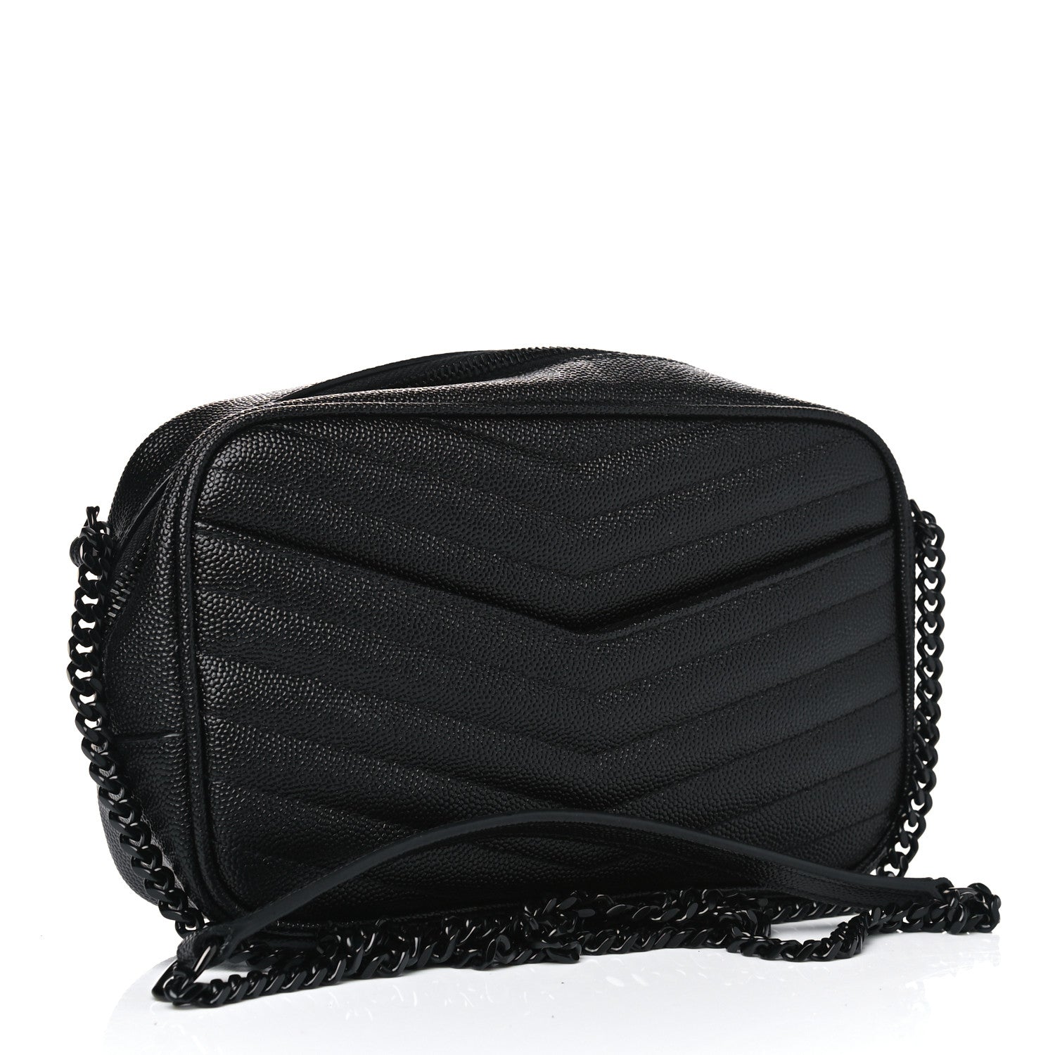 Saint Laurent Grain De Poudre Matelasse Monogram Mini Lou Camera Bag Black 2 of 4