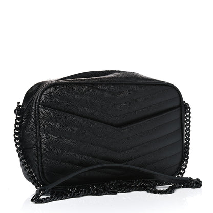 Saint Laurent Grain De Poudre Matelasse Monogram Mini Lou Camera Bag Black 2 of 4