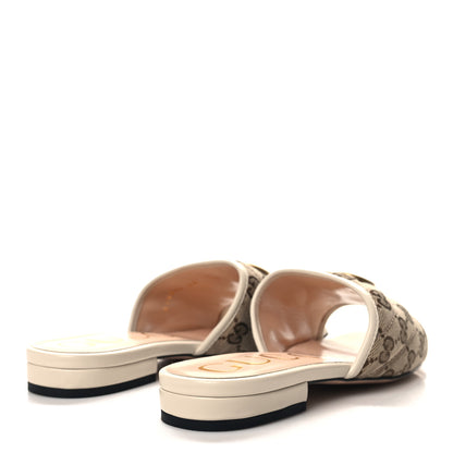 Gucci Monogram Matelasse Diagonal GG Marmont Flat Slide Sandals 36 Beige Ebony Mystic White 4 of 9