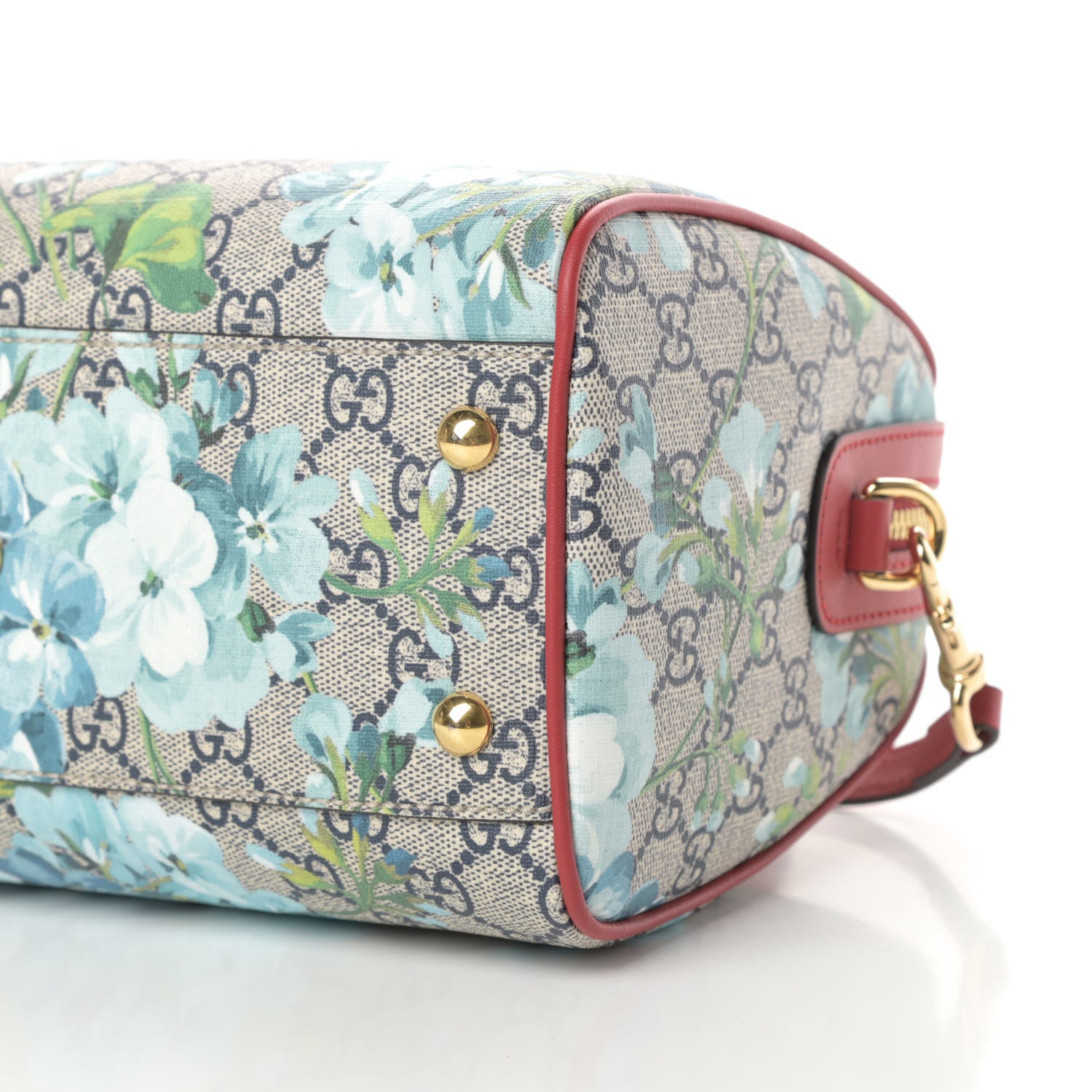 Gucci GG Supreme Monogram Blooms Small Boston Beige Blue Navy Hibiscus Red 10 of 10