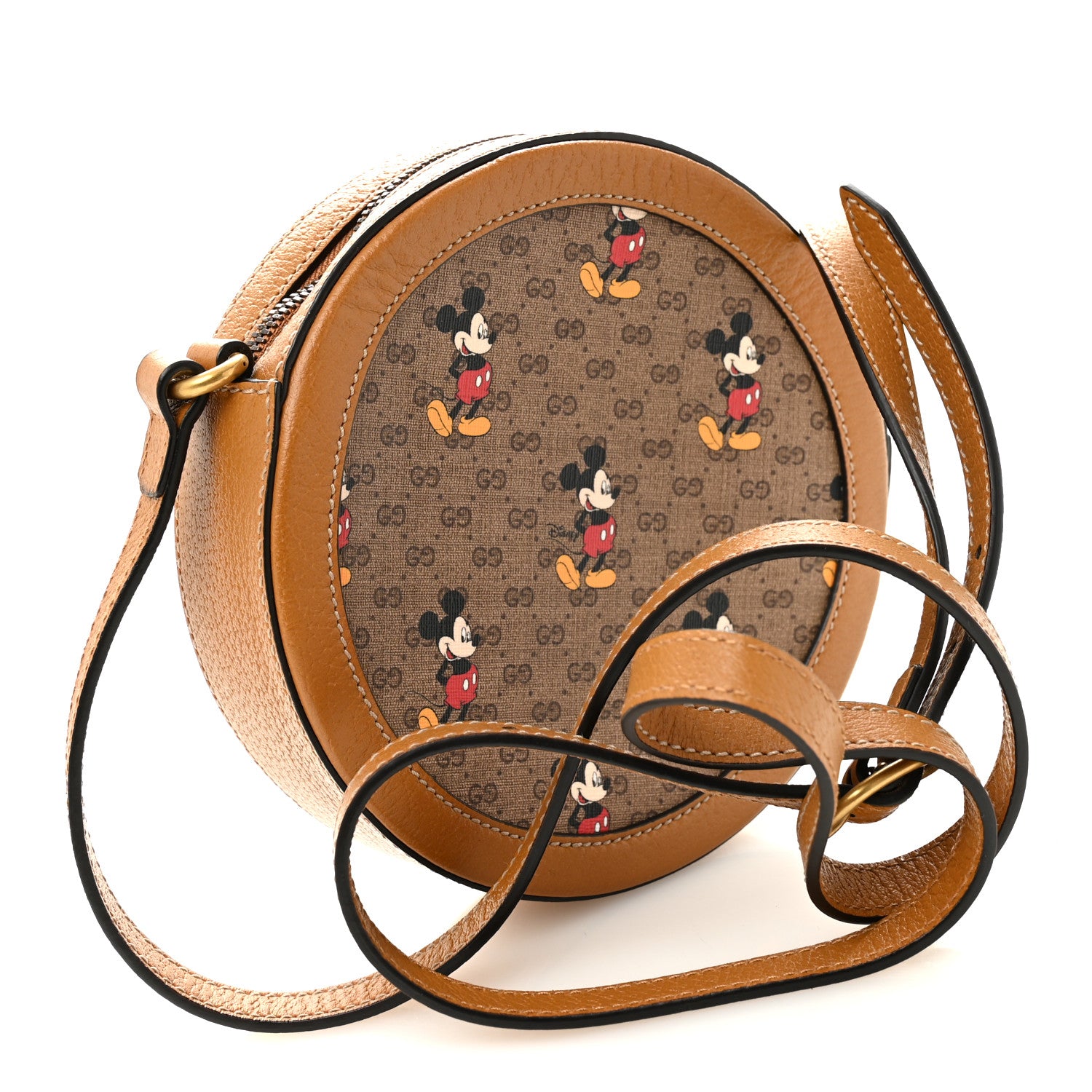 Gucci X DISNEY Mini Vintage GG Supreme Monogram Mickey Mouse Round Shoulder Bag Beige Vintage Sun Oil 3 of 11