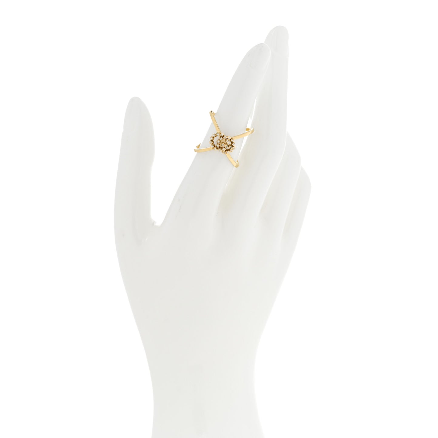 18K Yellow Gold Diamond Running G Cross Ring 52 6