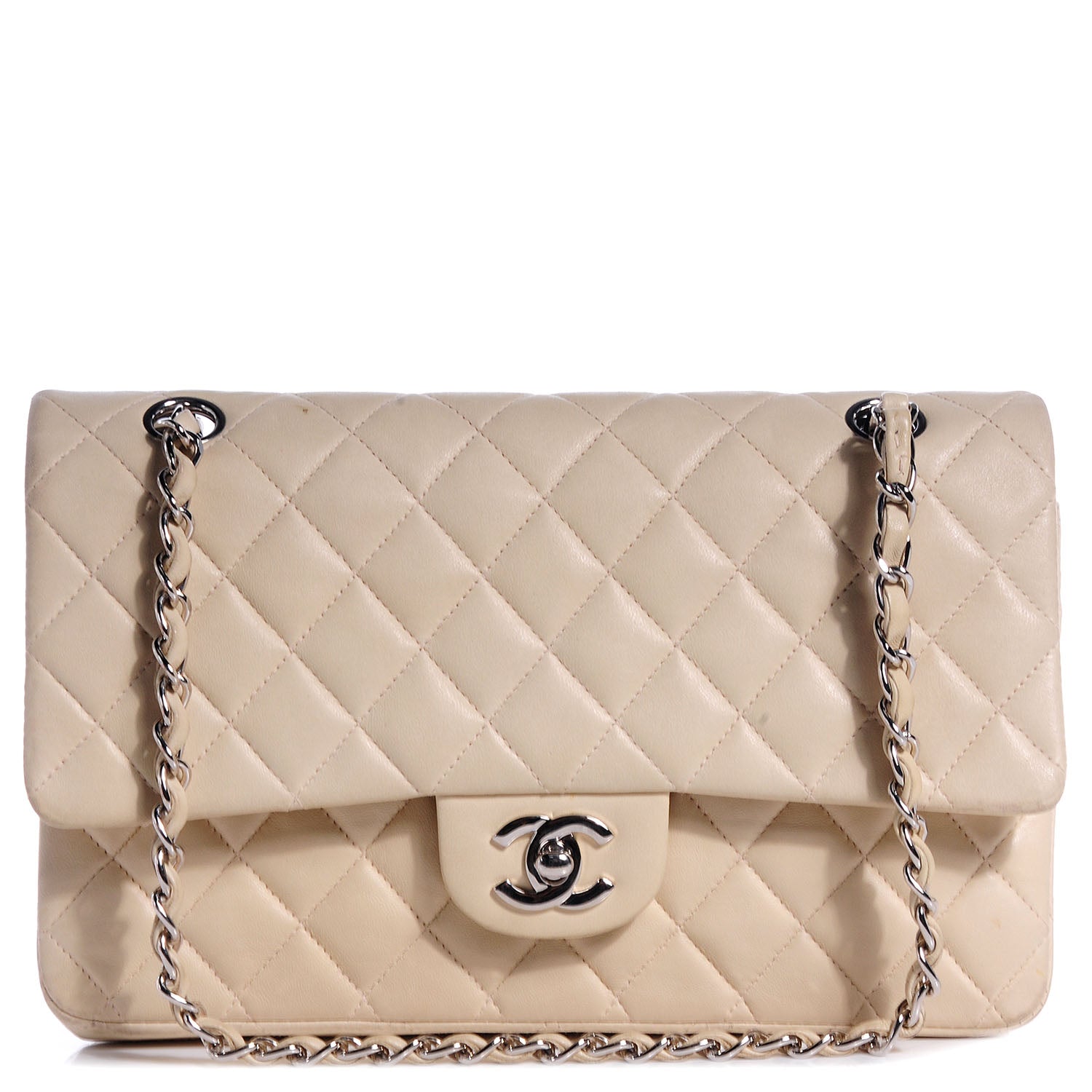 Chanel Lambskin Medium Double Flap Light Beige 1 of 8