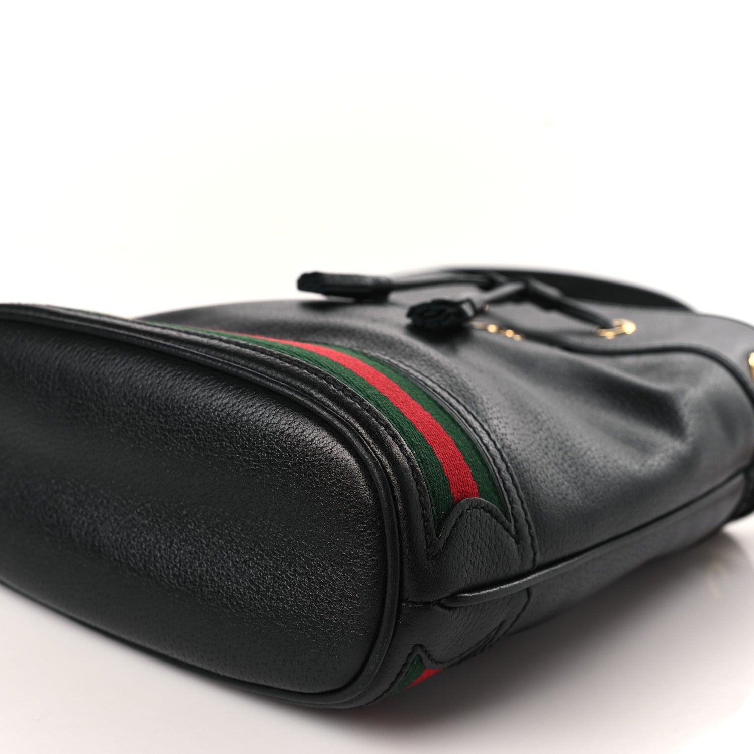 Gucci Glazed Textured Calfskin Web Small Ophidia Bucket Bag Black 9 of 9