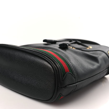 Gucci Glazed Textured Calfskin Web Small Ophidia Bucket Bag Black 9 of 9