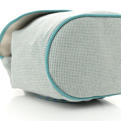 Hermes H Canvas Embroidered Les Cabanes Backpack Marine Menthe 8 of 10