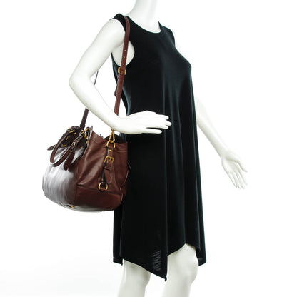 Prada Soft Calf Shoulder Bag Bruciato 2 of 8