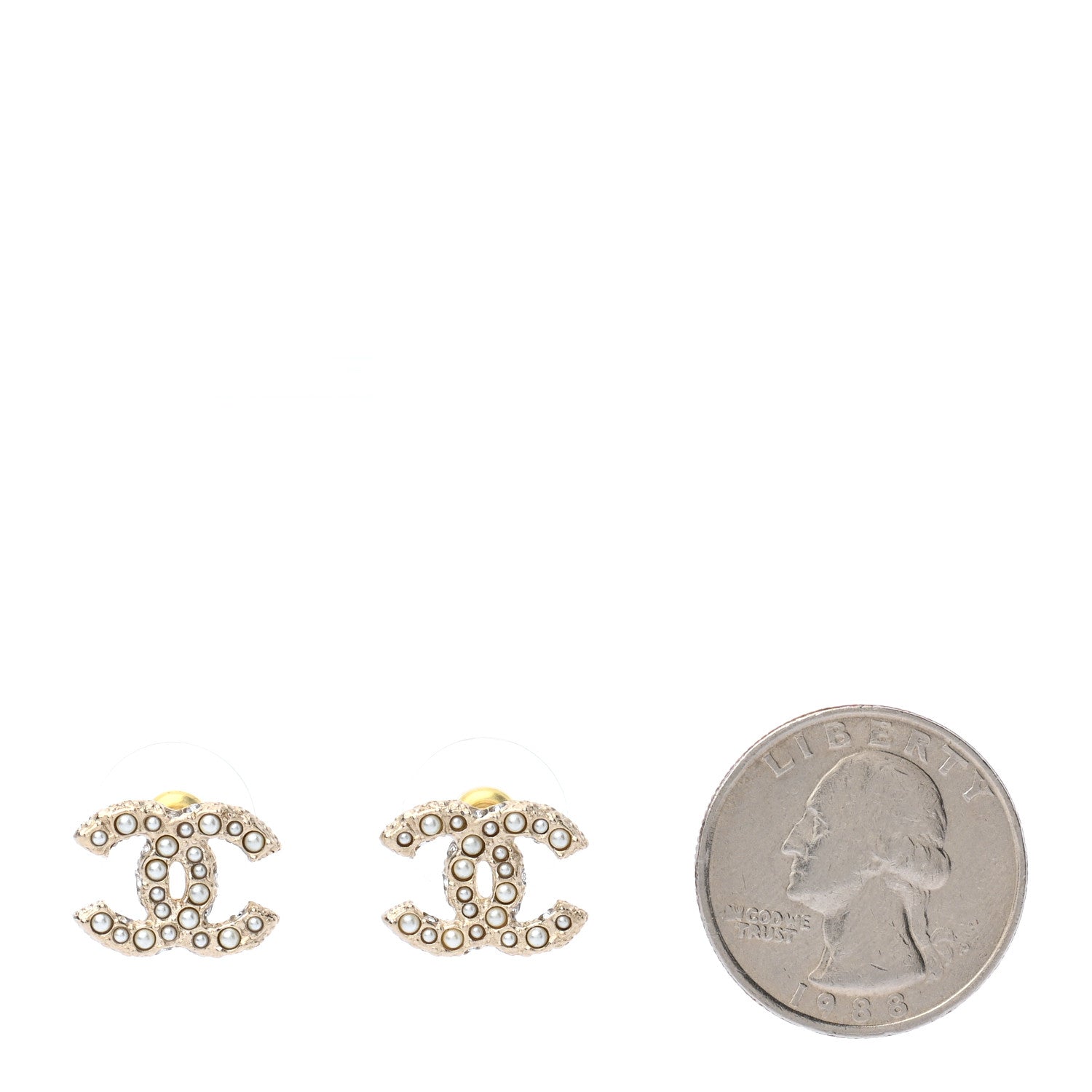 Chanel Graduated Pearl CC Earrings Gold 2 of 5