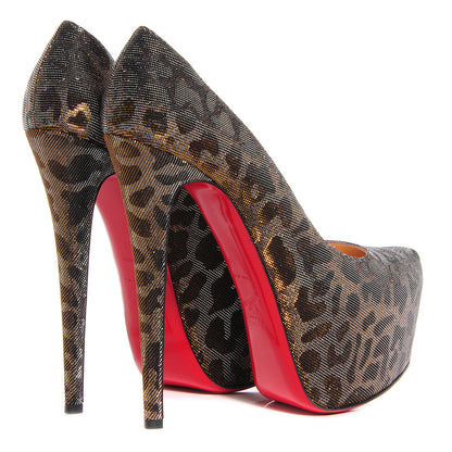 Christian Louboutin Lame Leopard Daffodile 160 Pumps 40 Gold Silver 4 of 6