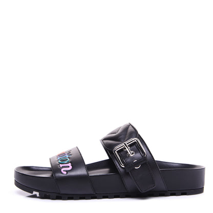 Louis Vuitton Calfskin New Wave Bom Dia Mule Sandals 37 Black 1 of 11