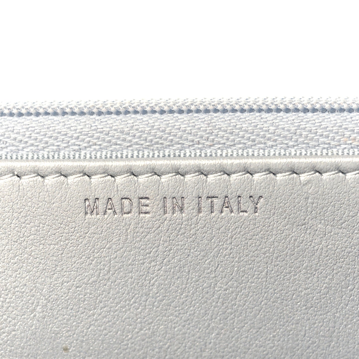 Metallic Lambskin Quilted Wallet On Chain WOC Silver