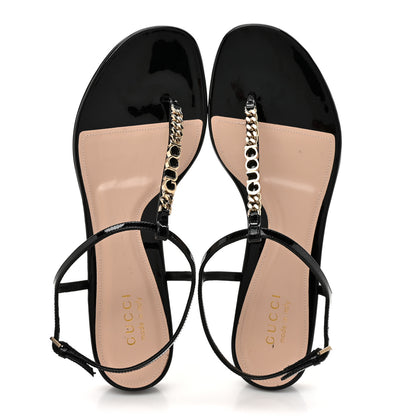 Gucci Patent Signoria Thong Sandals 39 Black 2 of 11