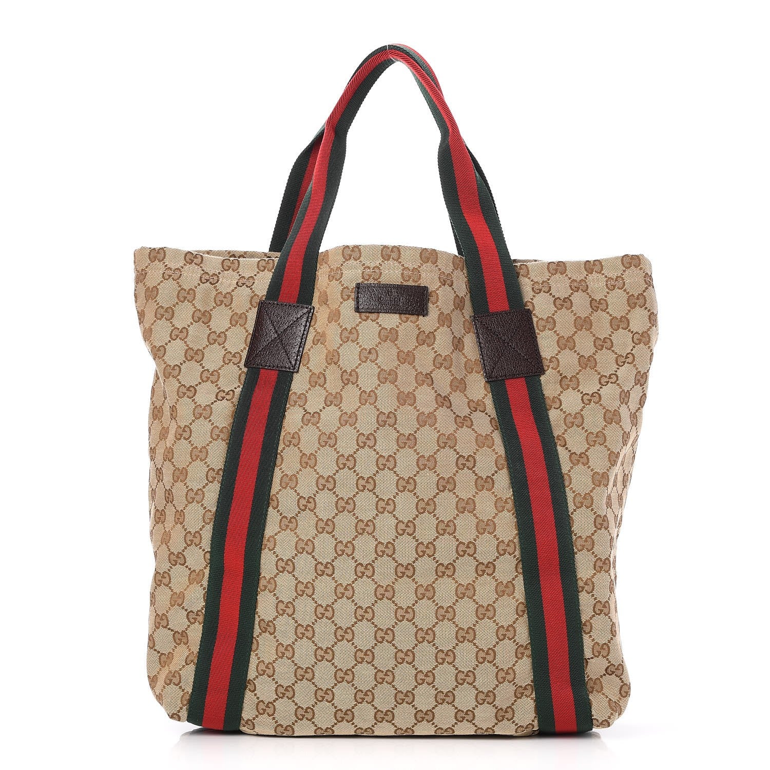 Gucci GG Monogram Medium Web Handle Vertical Tote Dark Brown 1 of 7
