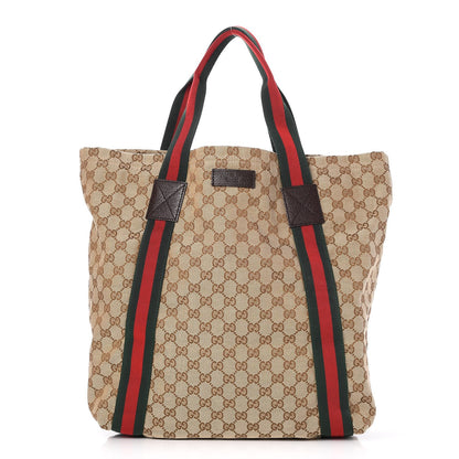 Gucci GG Monogram Medium Web Handle Vertical Tote Dark Brown 1 of 7