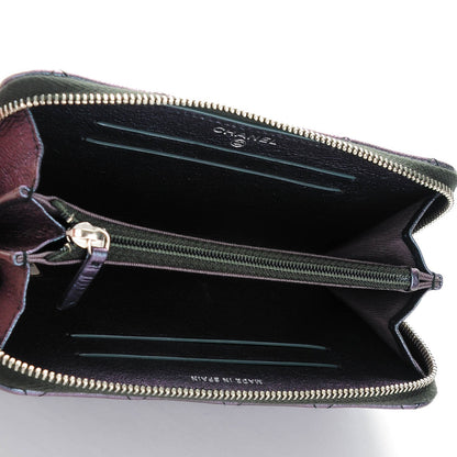 Chanel Iridescent Goatskin Quilted Small Zip Around Wallet Purple 5 of 8