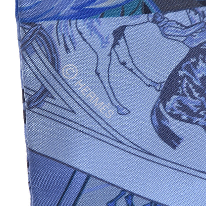 Hermes Silk Cheval Phoenix Twilly Marine Ciel Cobalt 4 of 5