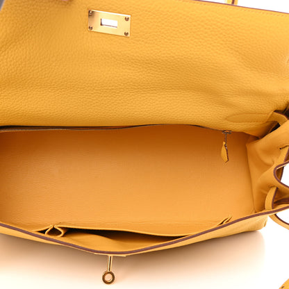 Hermes Taurillon Clemence Shoulder Kelly 40 Soleil 5 of 9