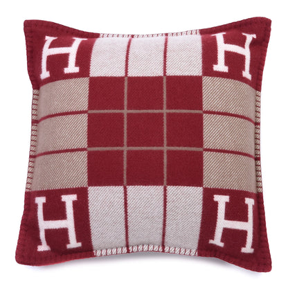 Hermes Wool Cashmere Avalon III Pillow PM Ecru Rouge 1 of 3