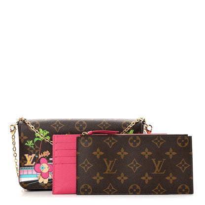 Louis Vuitton Monogram 2021 Christmas Animation Hollywood Pochette Felicie Chain Wallet Fuchsia 1 of 14