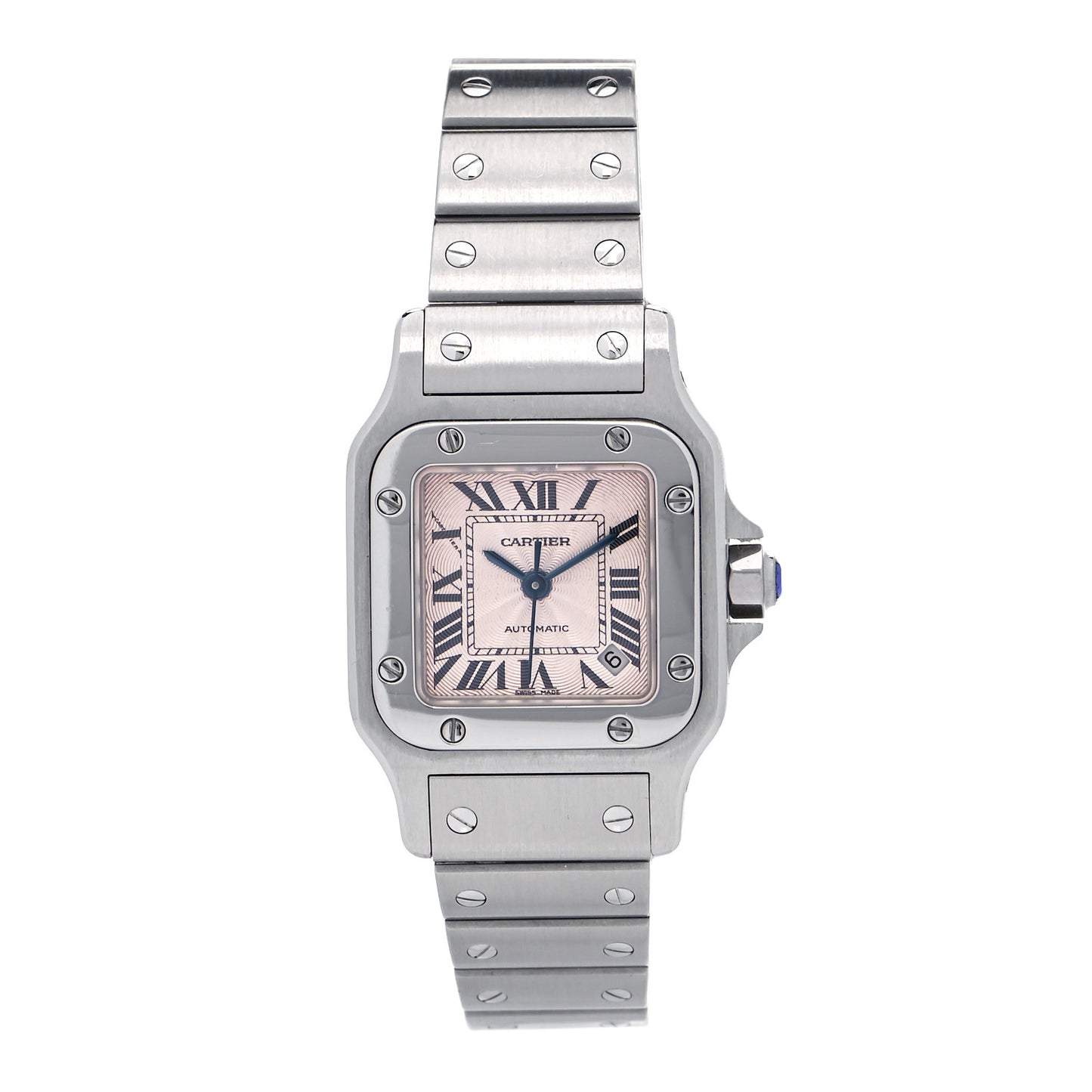 Stainless Steel 24mm Santos de Cartier Galbee Automatic Watch Pink