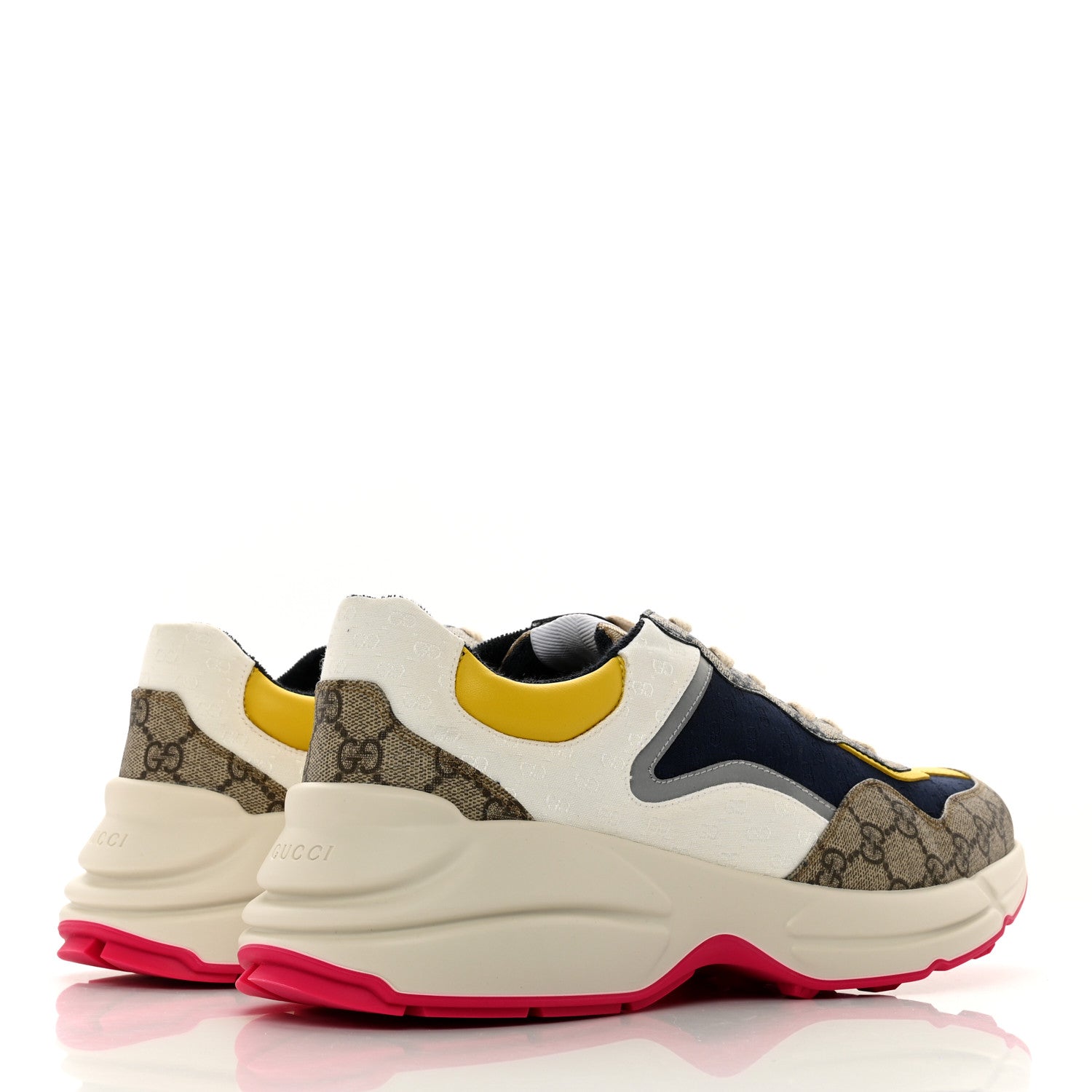 Gucci GG Supreme Monogram Mix Monogram Mens Rhyton Sneakers 12 London Blue Beige Sun Yellow 4 of 8