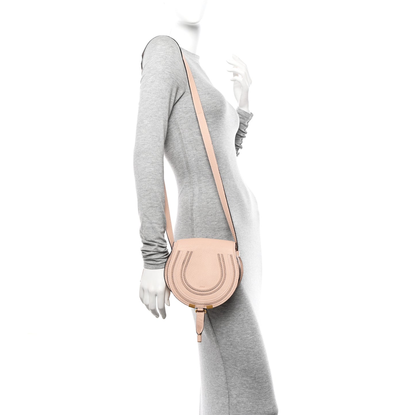 Grained Calfskin Small Marcie Saddle Bag Anemone Pink