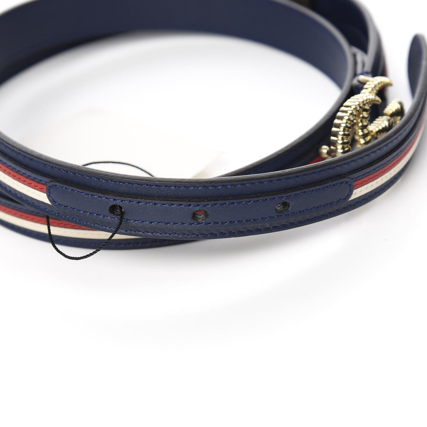 Calfskin Sylvie Stripe Torchon Double G 20mm Belt 90 36 Maritime Hibiscus Red Mystic White